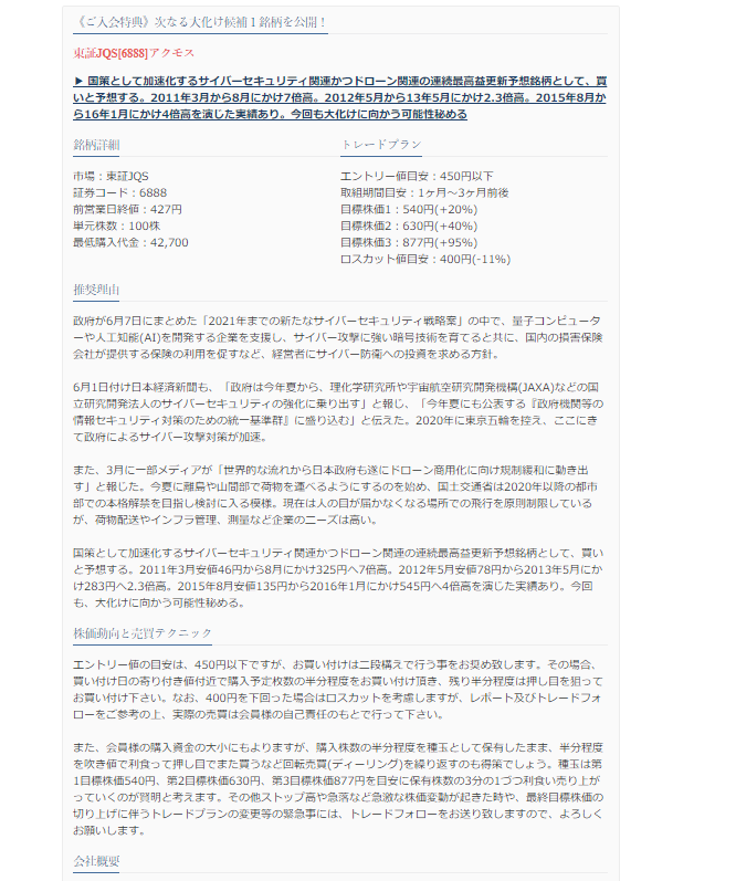 推奨銘柄